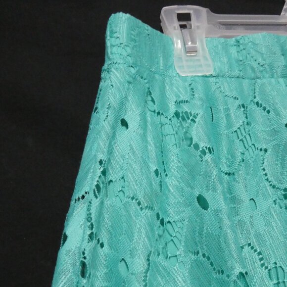NOTATIONS | medium | Turquoise Lined Lace Skirt | Stretchy Waistband | NWOT - Picture 3 of 15